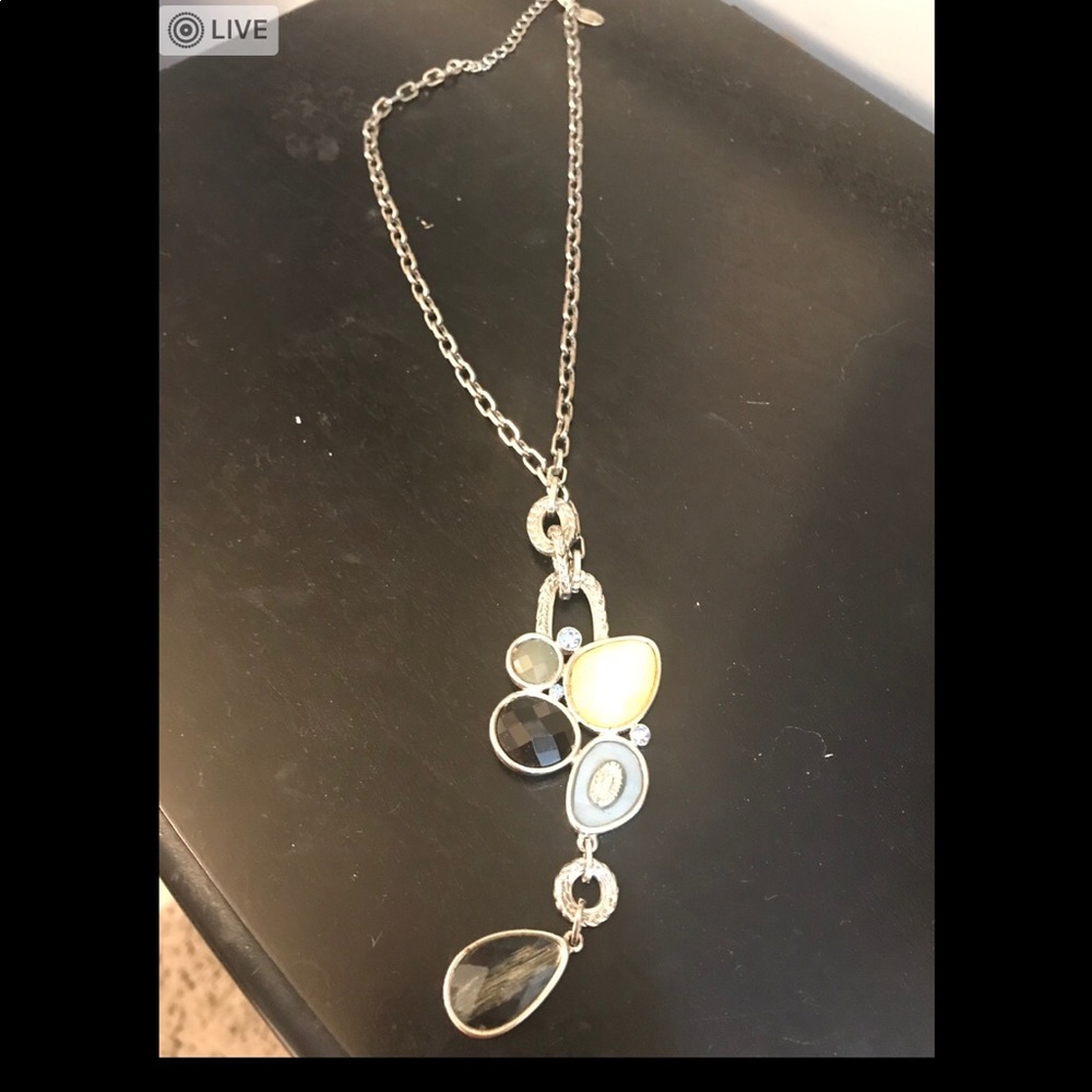 Lia Sophia necklace - blue gems on silver chain